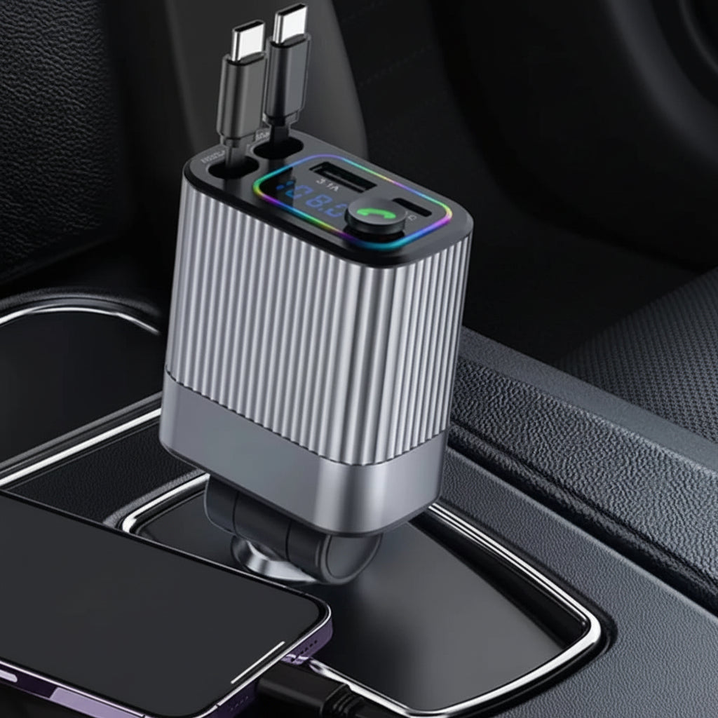CarTech1 4-in-1 autolader met Bluetooth FM-zender - vooraanzicht