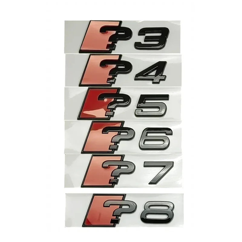 CarTech1 zijafwerking letterstickers voor kofferklep - geschikt voor Audi A3, A4, A5, A6, A7 en A8 modellen