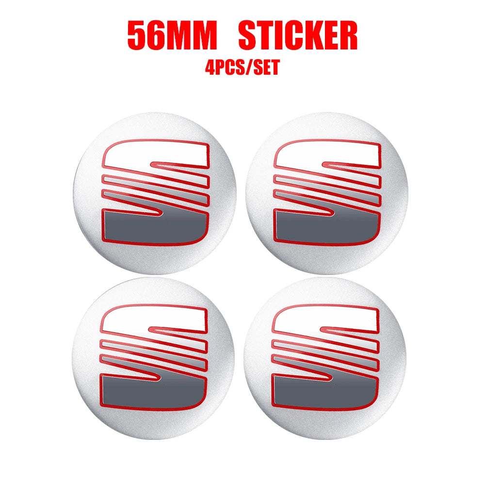 CarTech1 wielnaaf-embleem sticker geschikt voor SEAT - set van 4 stuks