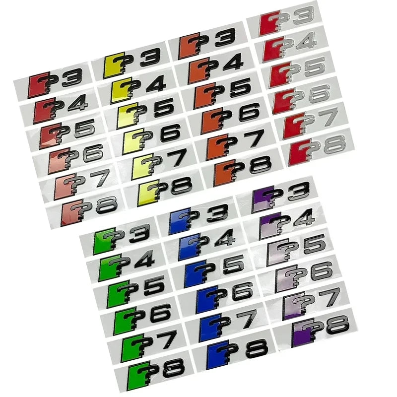 CarTech1 zijafwerking letterstickers voor kofferklep - geschikt voor Audi A3, A4, A5, A6, A7 en A8 modellen