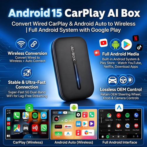 CarTech1 draadloze CarPlay Android Auto adapter - aansluitingen