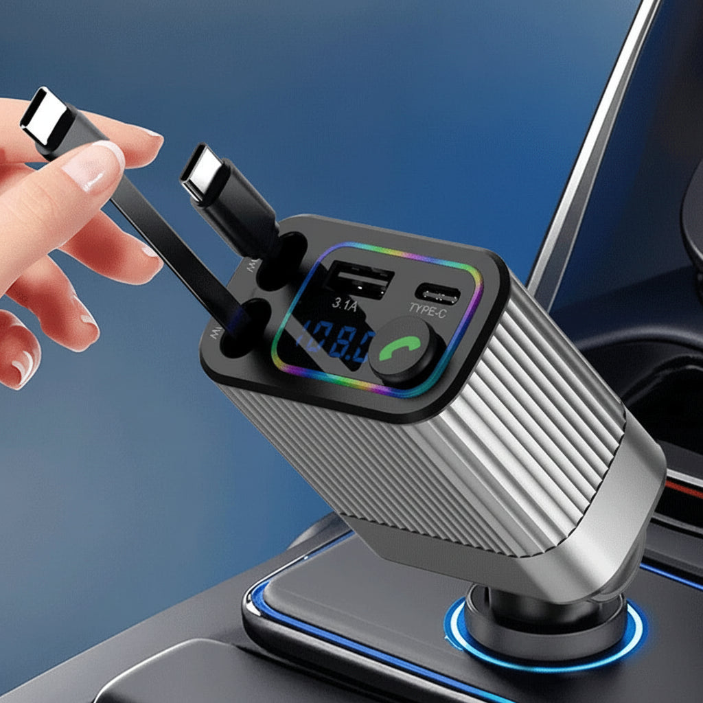 CarTech1 4-in-1 autolader - digitaal display met FM-kanaal